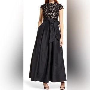 Eliza J Lace Bodice Mixed Media Gown 2P